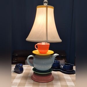 Fiestaware Upcycled Large Teapot Lamp